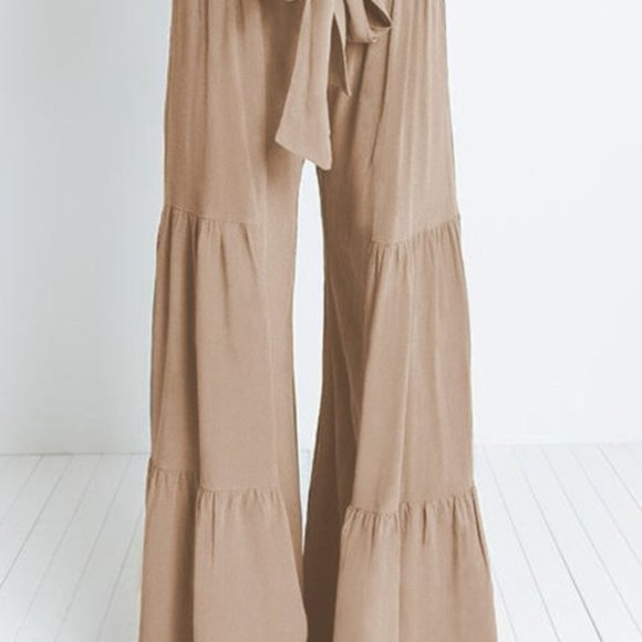 Tie Front Smocked Tiered Culottes - Picture 5 of 10